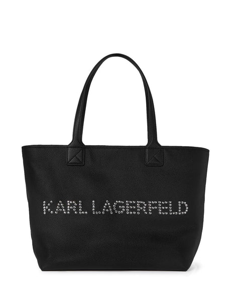 KARL LAGERFELD Chic Black Tote Handbag with Silver Studs