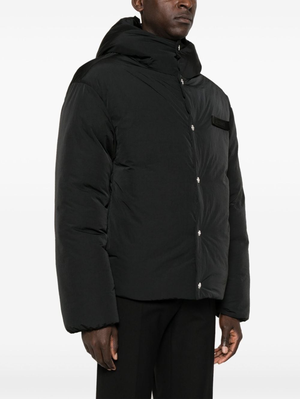 JACQUEMUS Men's Classic Black Down Jacket with Detachable Logo