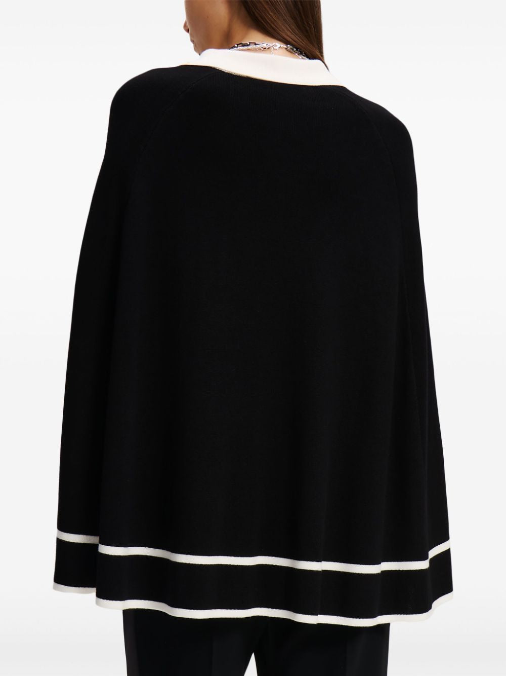 KARL LAGERFELD Sophisticated Black Cape Tunic with Chic Neck Detail