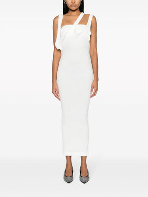 THE ATTICO White Ribbed Asymmetric Dress for Women