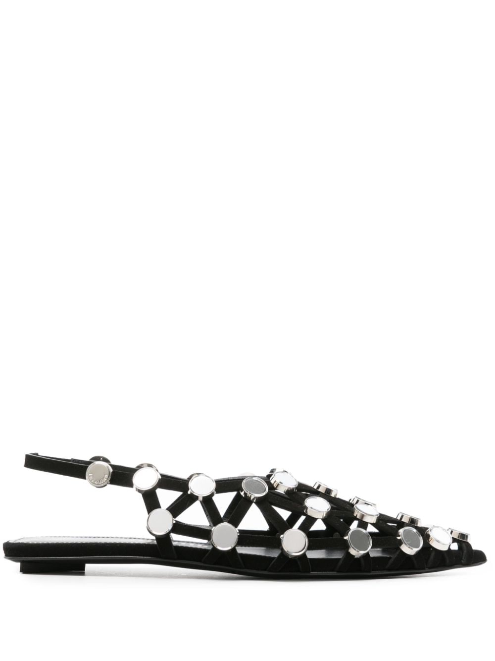 THE ATTICO Elegant Grid Rhinestone Slingback Ballet Flats