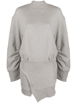 THE ATTICO Light Grey Asymmetric Fleece Dress