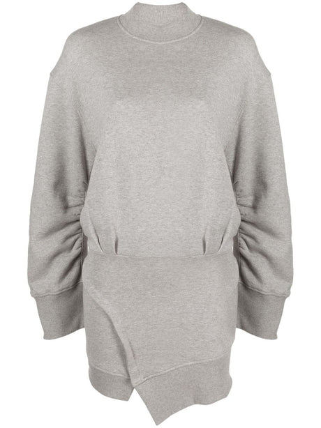 THE ATTICO Light Grey Asymmetric Fleece Dress