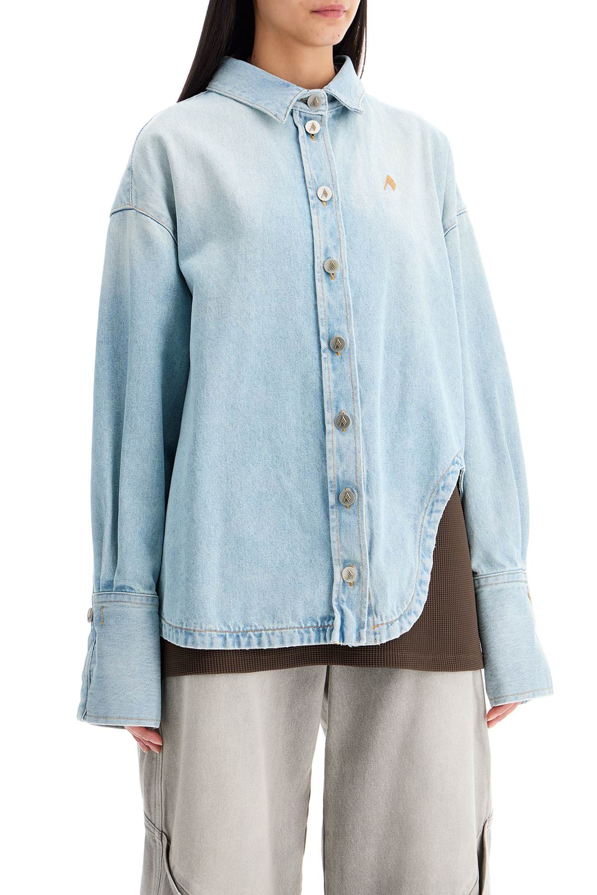 THE ATTICO Chic Denim Boxy Overshirt with Side Slits