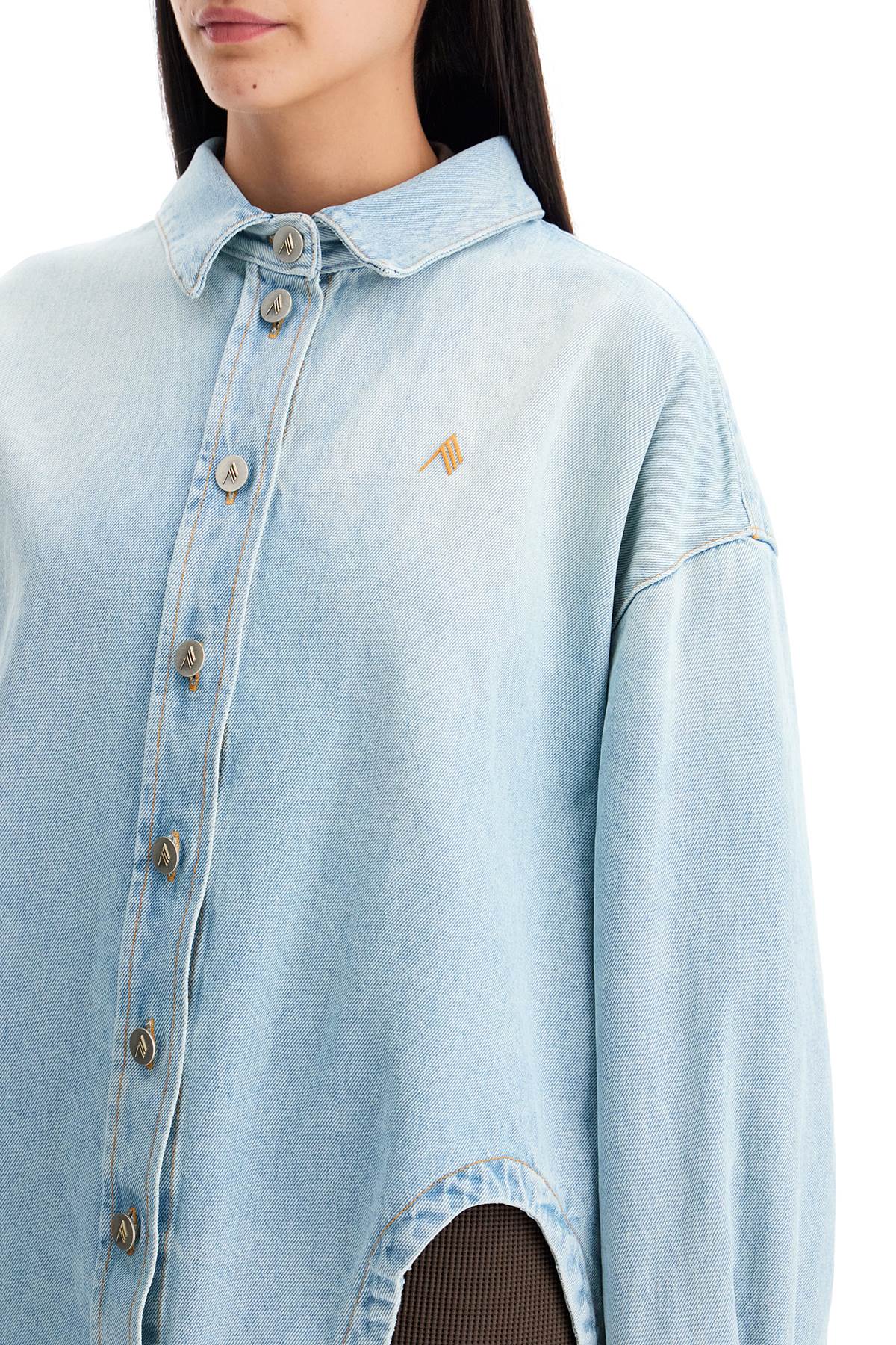 THE ATTICO Chic Denim Boxy Overshirt with Side Slits