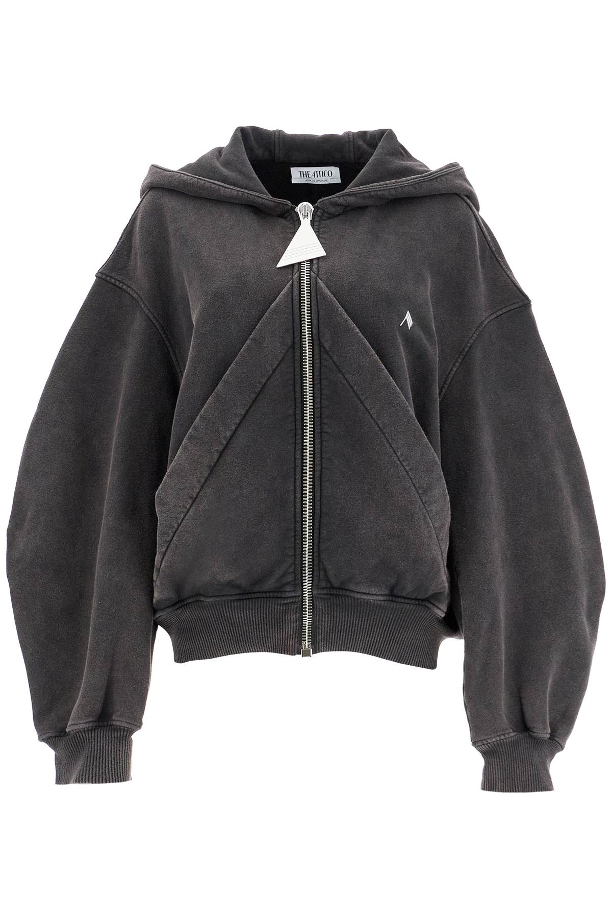 THE ATTICO Oversized Full-Zip Washed Cotton Sweatshirt with Maxi Hood