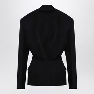 THE ATTICO Elegant Black Wool Single-Breasted Jacket with Epaulettes