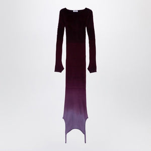 THE ATTICO Elegant Ribbed Crew Neck Dress in Purple and Burgundy