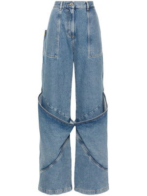 THE ATTICO Sky Blue Wide-Leg Denim Cotton Jeans