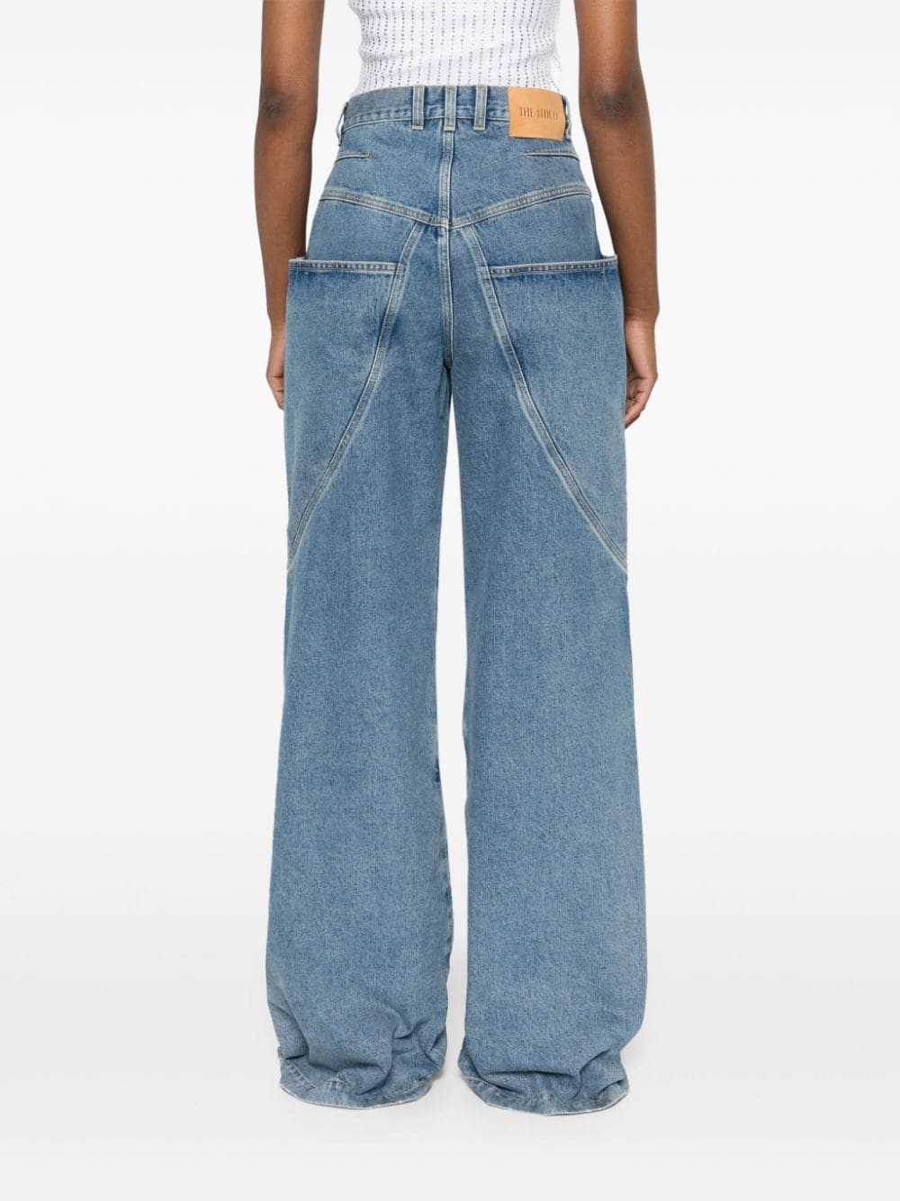 THE ATTICO Sky Blue Wide-Leg Denim Cotton Jeans