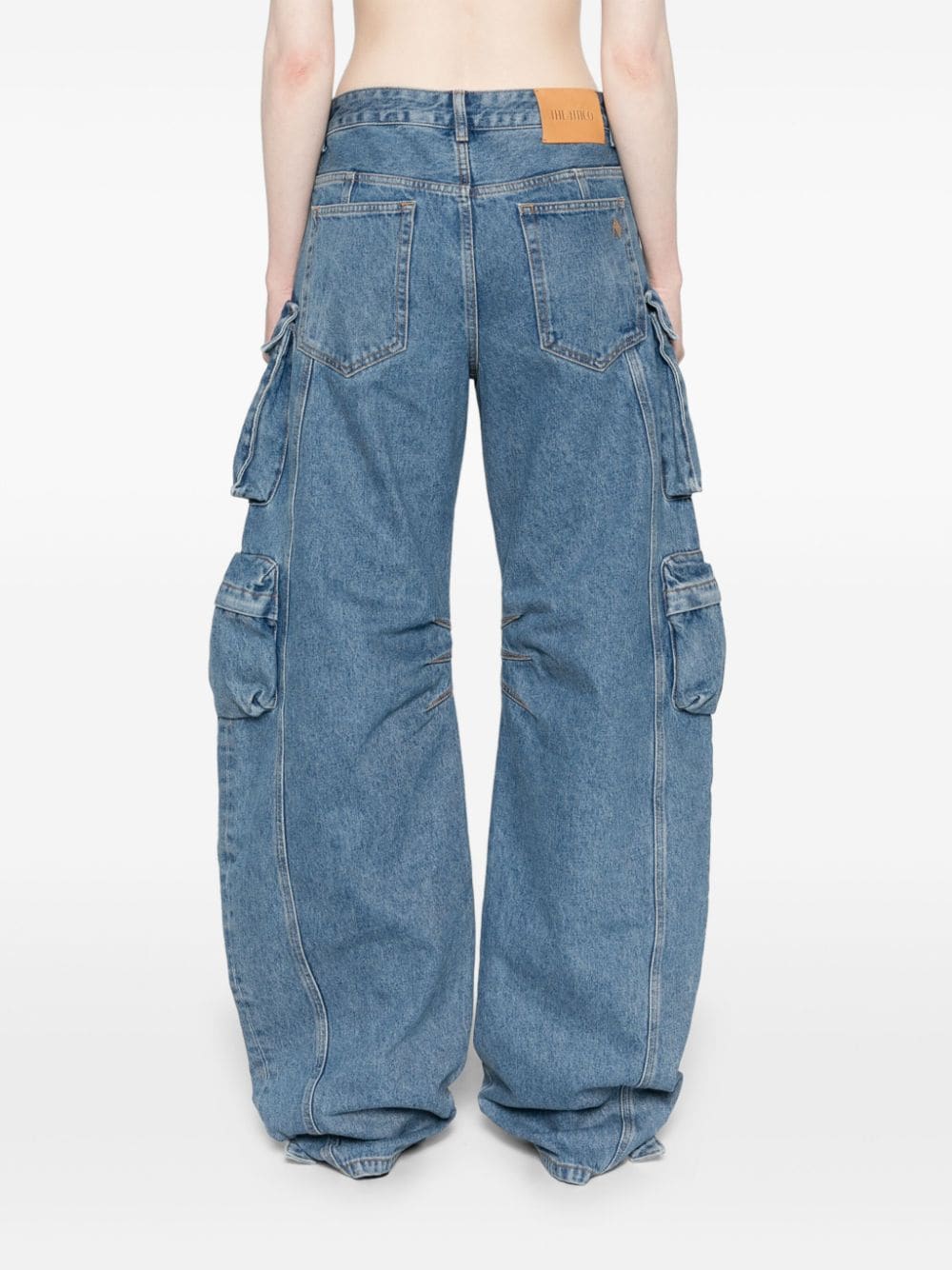 THE ATTICO Clear Blue Wide-Leg Embroidered Denim Jeans