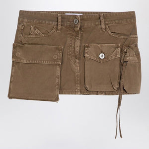 THE ATTICO Urban Khaki Cotton Mini Cargo Skirt