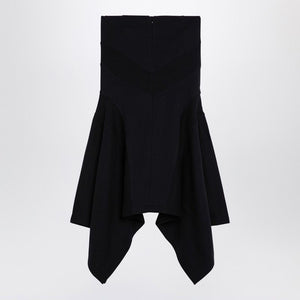 THE ATTICO Elegant Black Asymmetric Cotton Mini Skirt