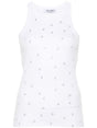 THE ATTICO Sleeveless Rhinestone Logo Cotton Tank Top