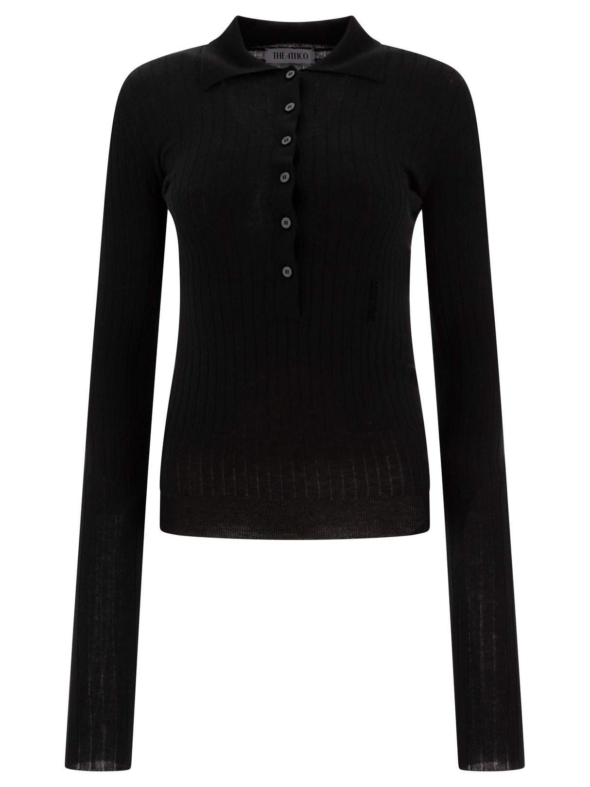 THE ATTICO Elegant Ribbed Cashmere Polo Sweater