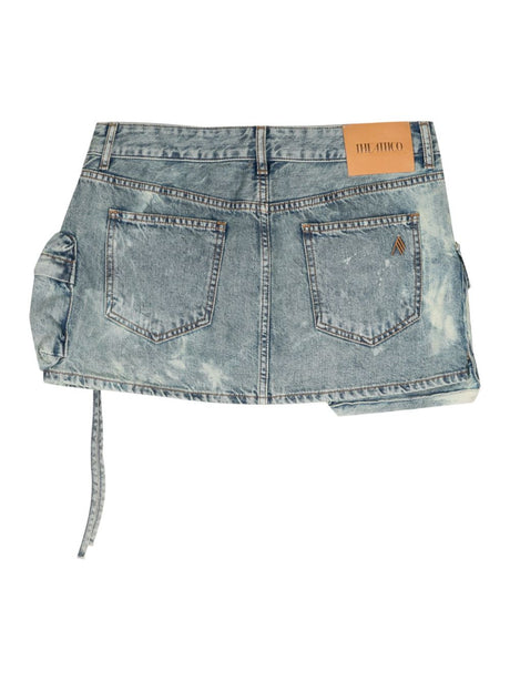 THE ATTICO Indigo Blue Cargo Pocket Denim Mini Skirt