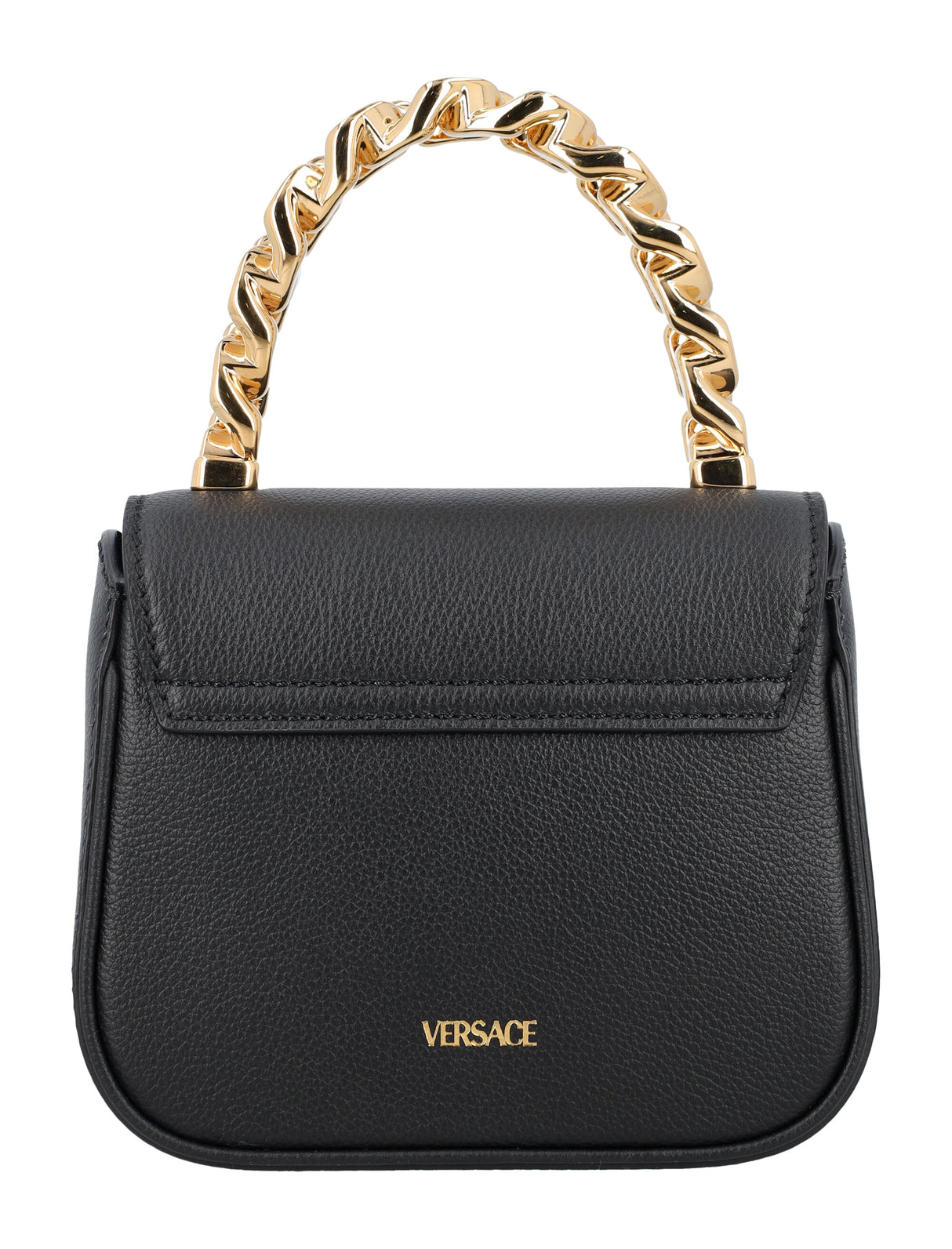 VERSACE Medusa Mini Black Leather Handbag with Gold-Tone Accents - 16x12 cm