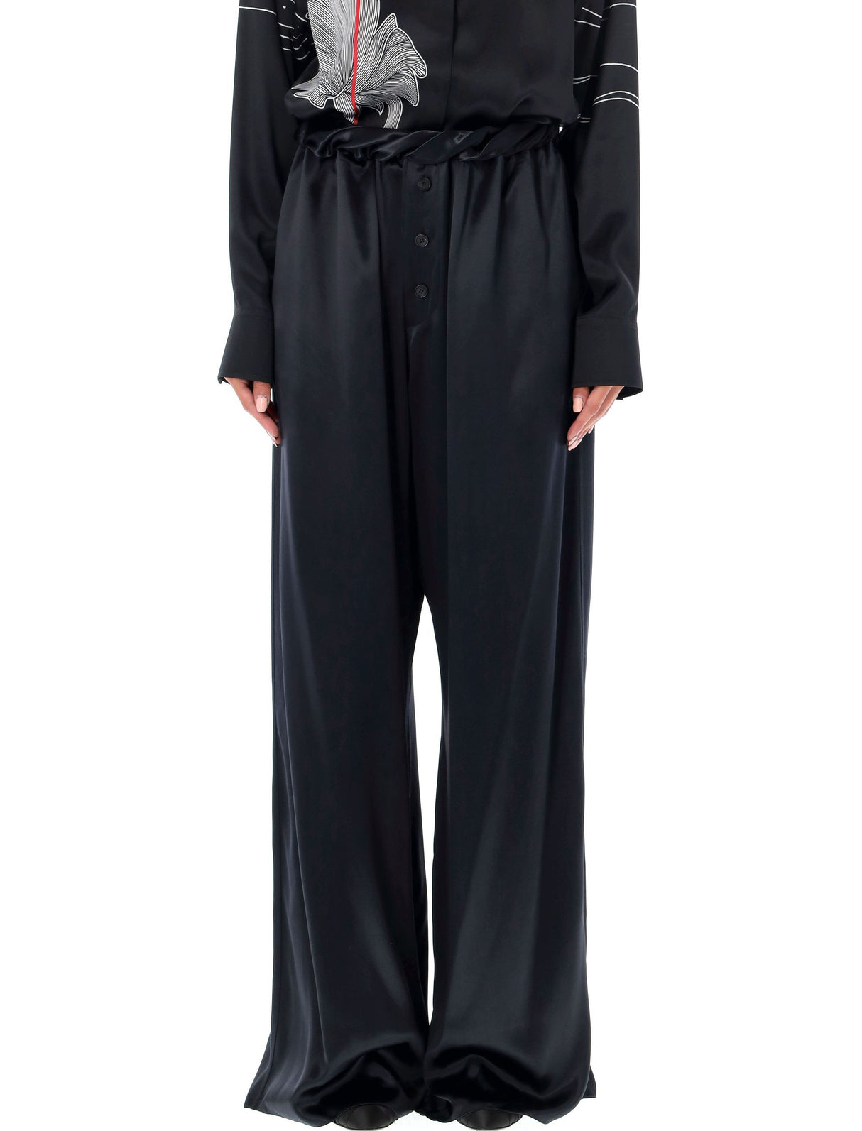 Ferragamo Satin Wide Leg Pajama Pants - Size 40