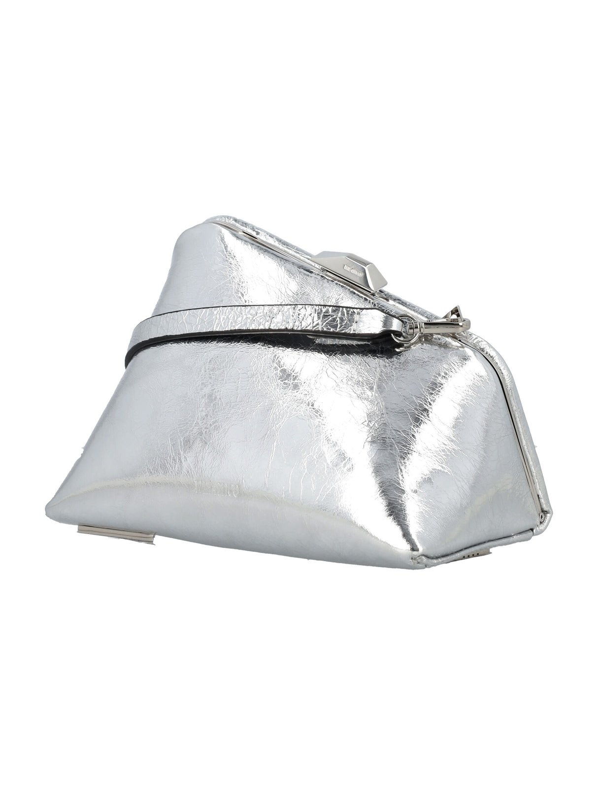 THE ATTICO Midnight Mini Clutch in Cracked Silver