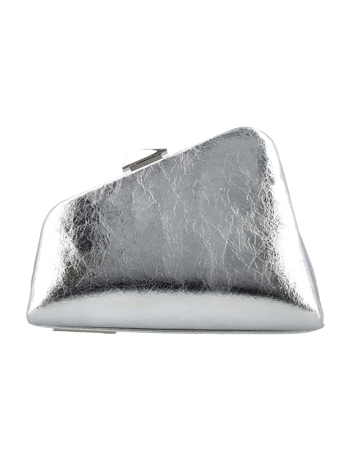 THE ATTICO Midnight Mini Clutch in Cracked Silver