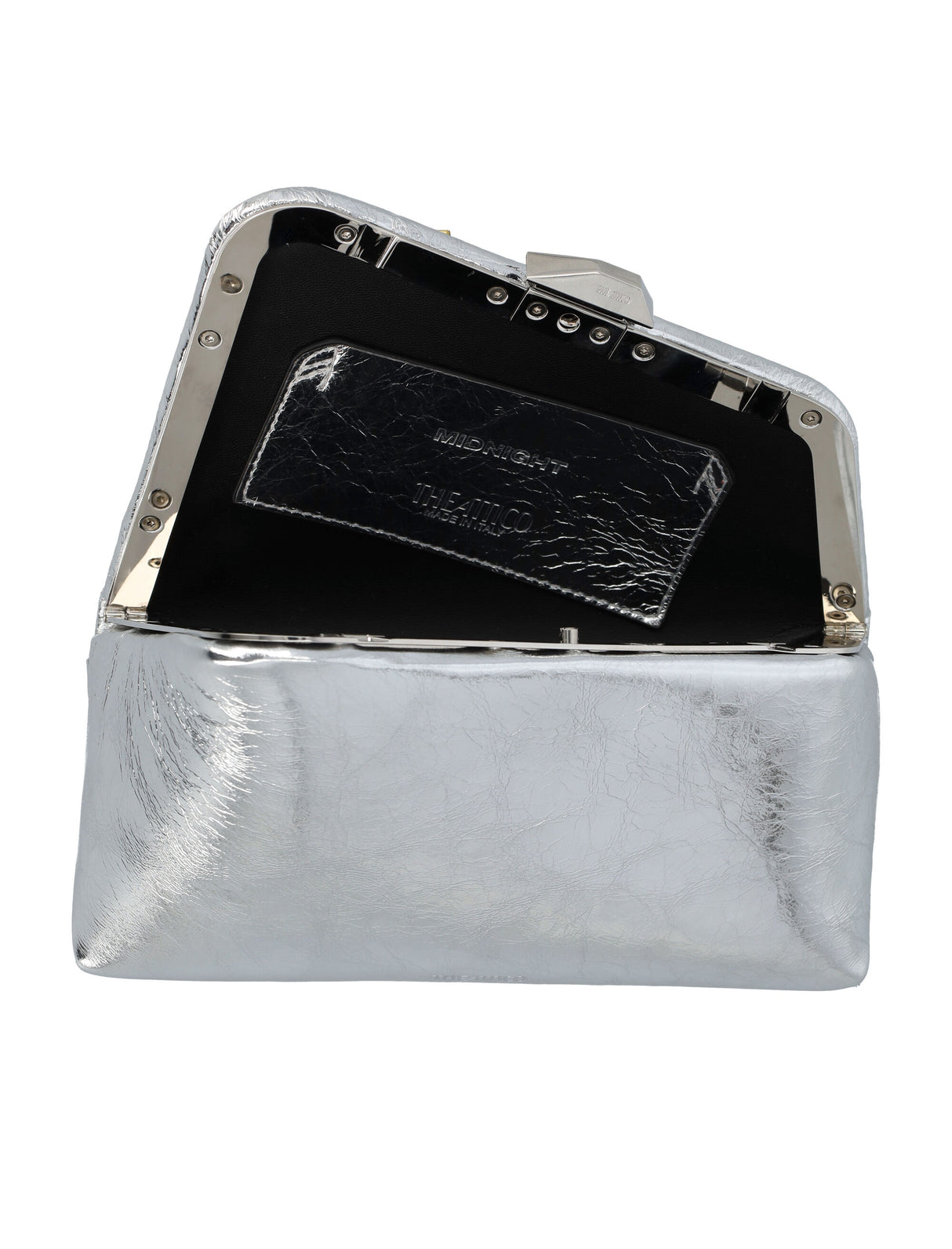 THE ATTICO Midnight Mini Clutch in Cracked Silver