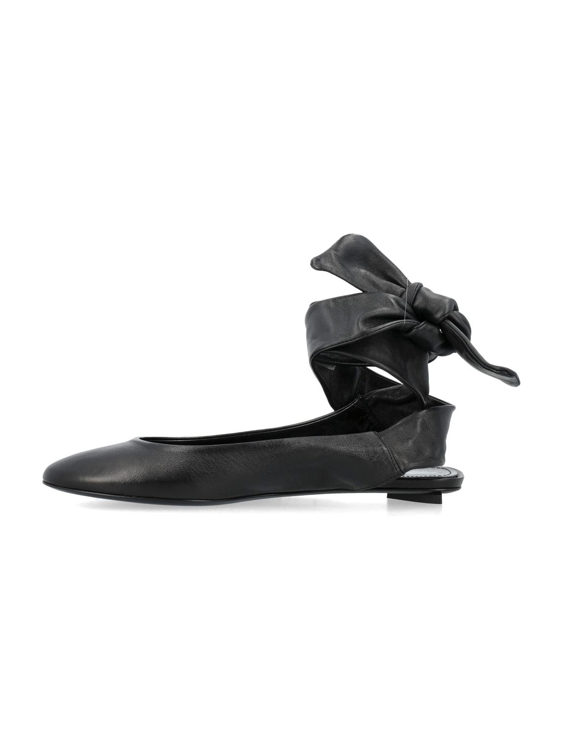 THE ATTICO Elegant Black Leather Ballerina Flats