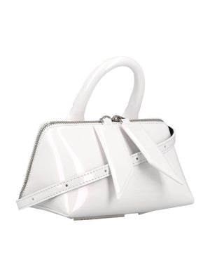 THE ATTICO Elegant Mini Craquelle Leather Handbag with Dual-Zip Closure