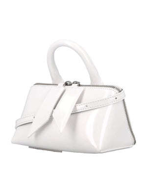 THE ATTICO Elegant Mini Craquelle Leather Handbag with Dual-Zip Closure