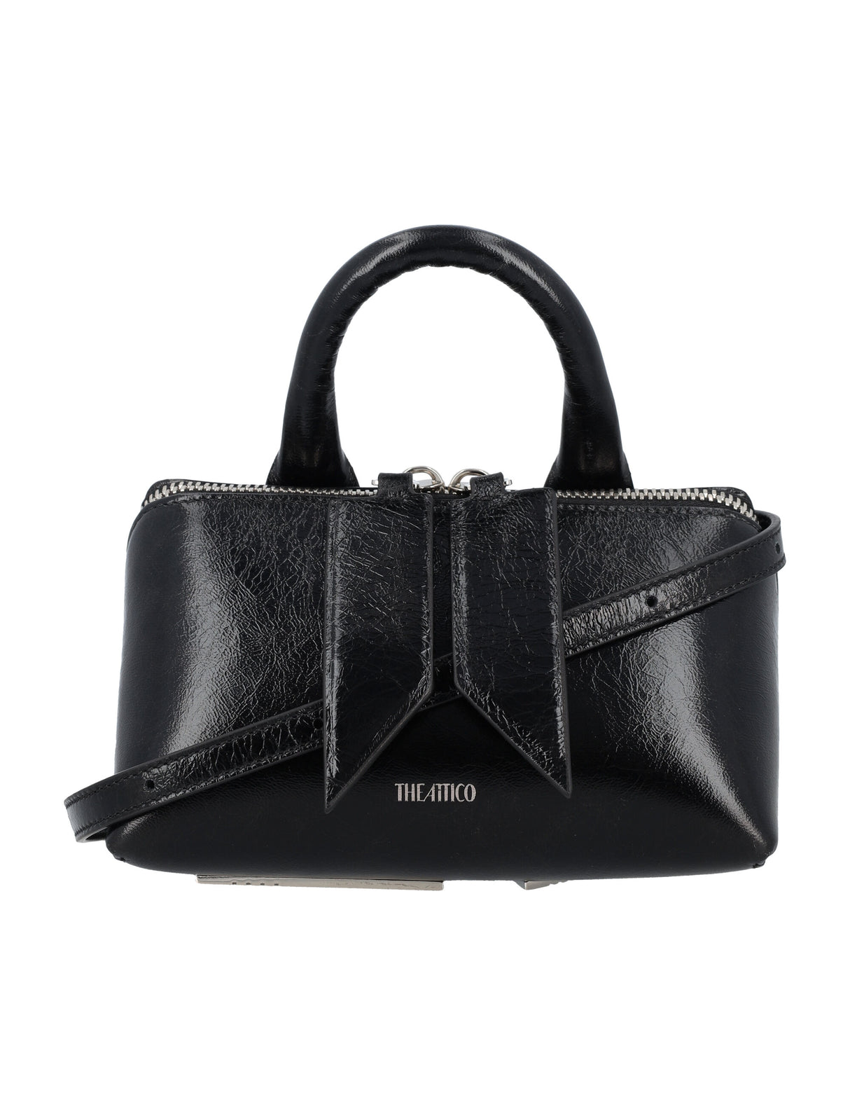 THE ATTICO Elegant Mini Craquelle Leather Handbag with Shoulder Strap