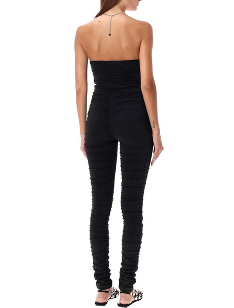 THE ATTICO Elegant Black Draped Halter Jumpsuit