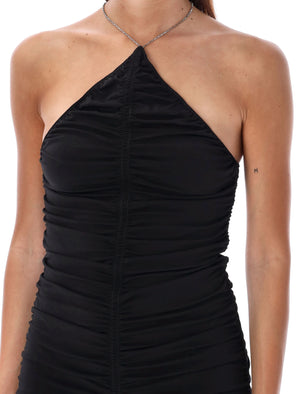 THE ATTICO Elegant Black Draped Halter Jumpsuit