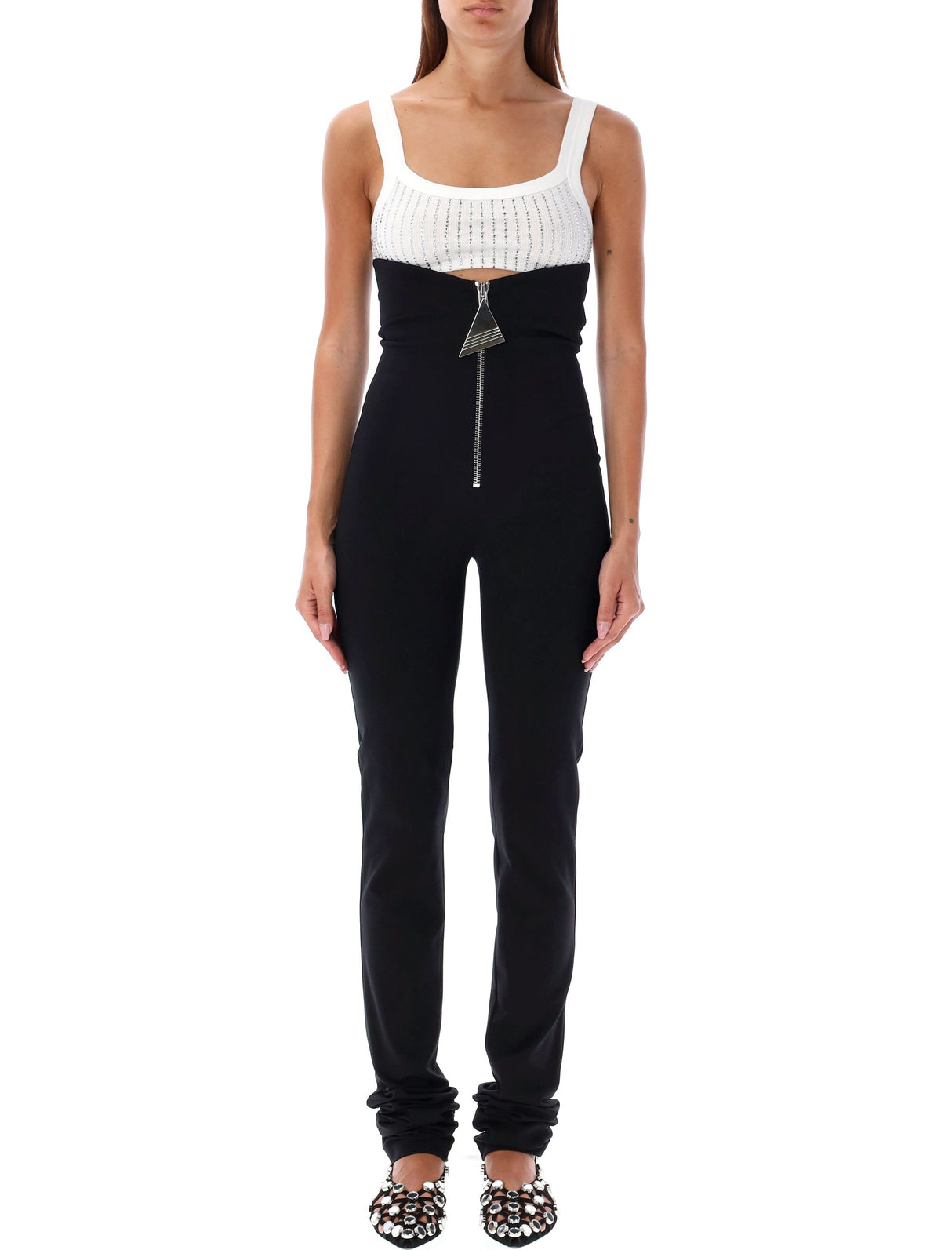 THE ATTICO High-Waist Flare Zip Pants