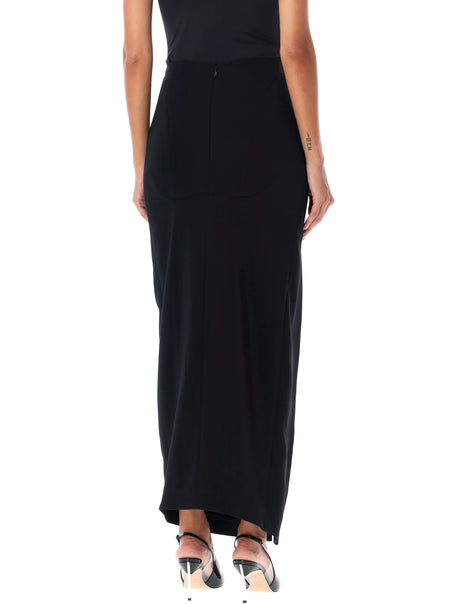 MUGLER Elegant High-Waist Maxi Skirt with Metallic Front Slit