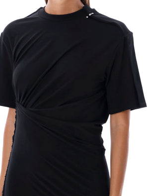 MUGLER Chic Ruched Cotton Mini Dress with Asymmetrical Hem