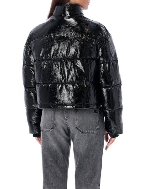 COURREGÈS Chic Black Vinyl Crop Down Jacket