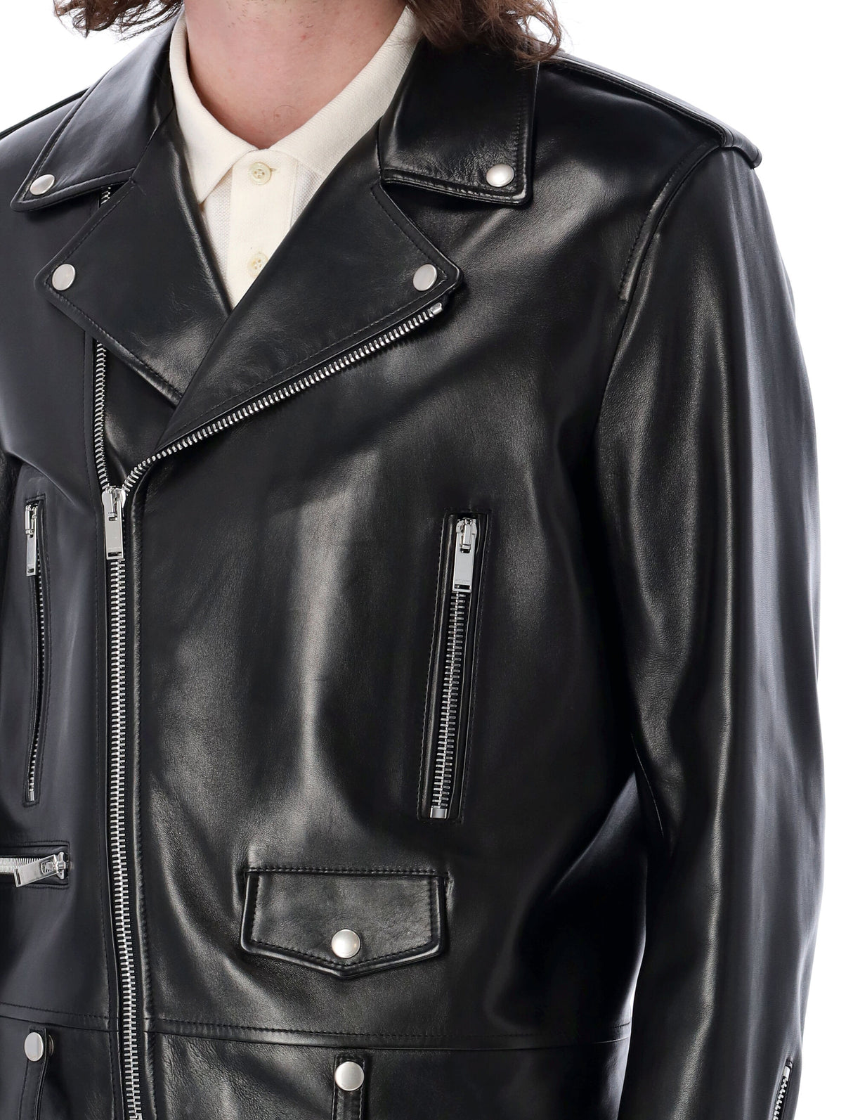 SAINT LAURENT Luxury Lambskin Biker Jacket