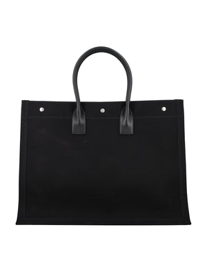 SAINT LAURENT Elegant Large Tote with Silver Accents - 36x48x16cm