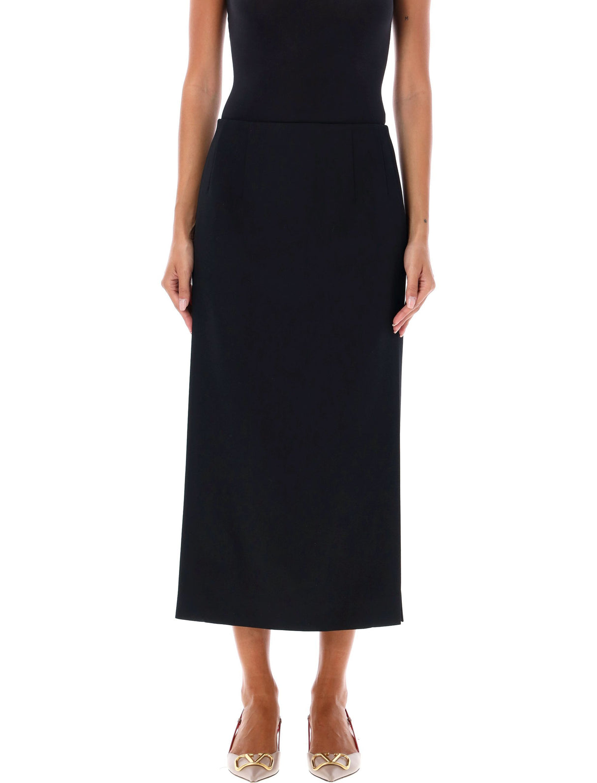 VALENTINO GARAVANI Chic High-Waisted Midi Skirt with Side Splits