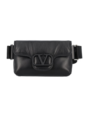 VALENTINO GARAVANI Men's Mini Waist Satchel in Nero Lambskin