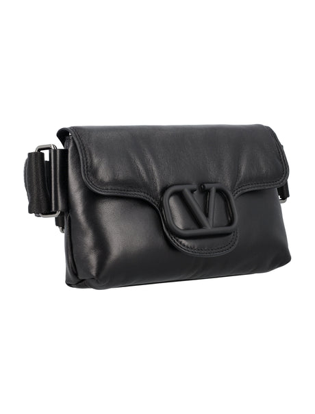 VALENTINO GARAVANI Men's Mini Waist Satchel in Nero Lambskin