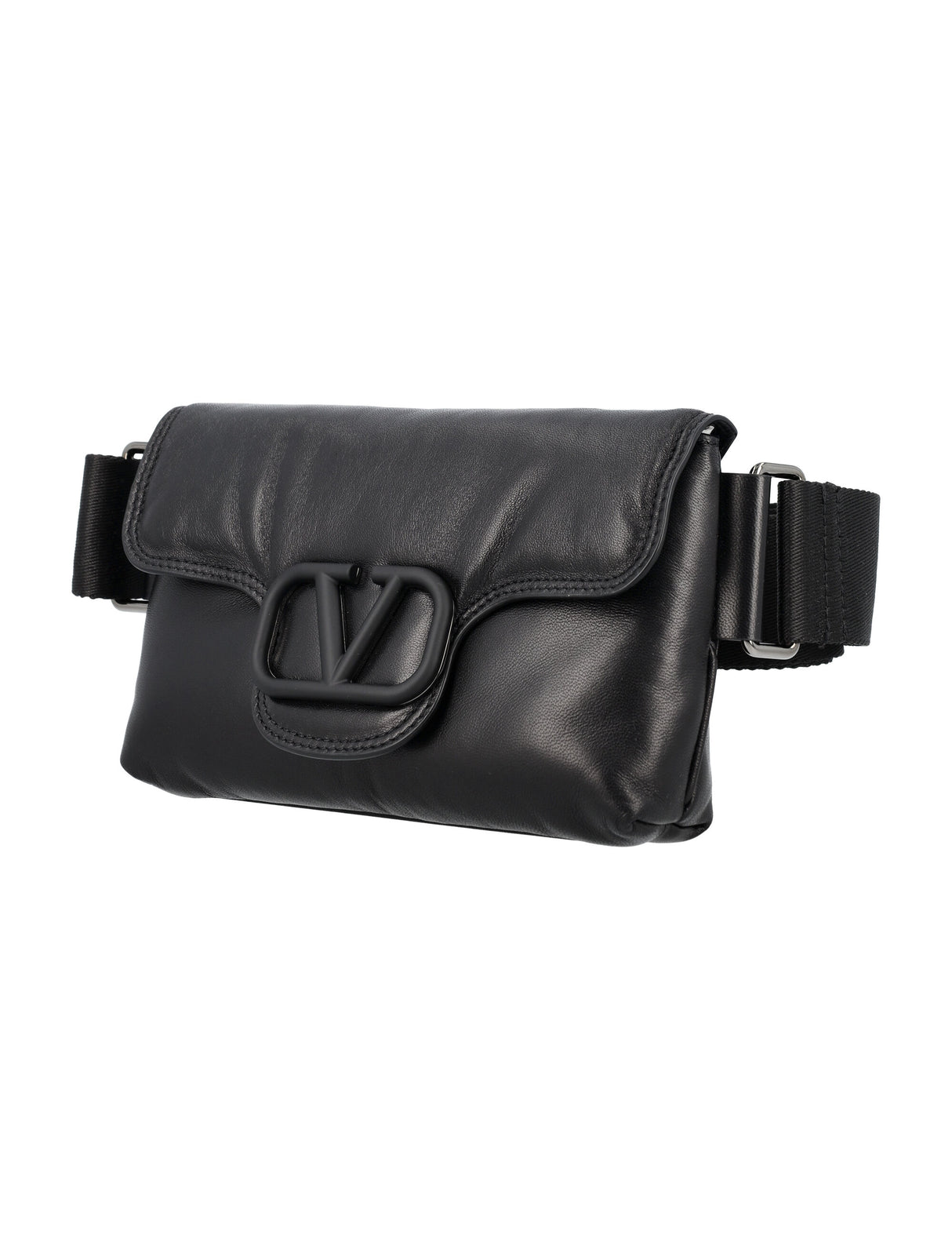 VALENTINO GARAVANI Men's Mini Waist Satchel in Nero Lambskin