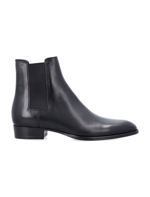 SAINT LAURENT Elegant Men's Leather Chelsea Boots