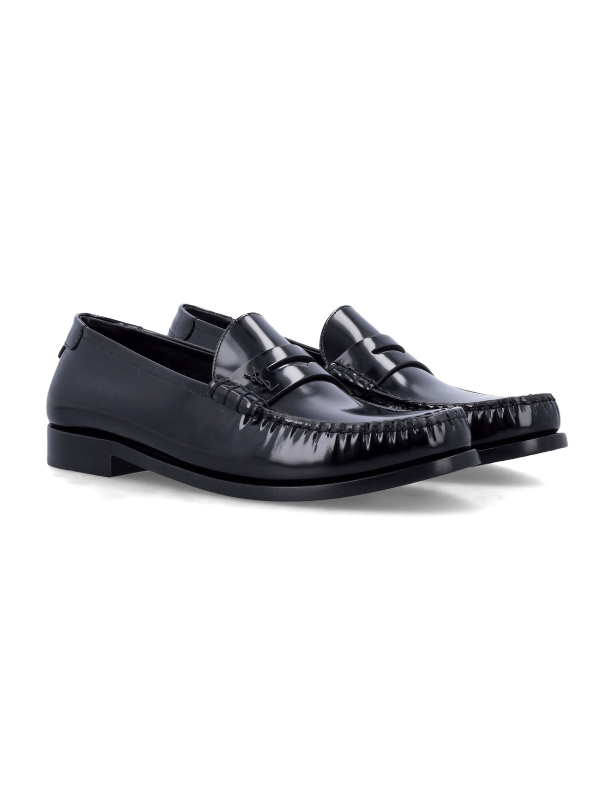 SAINT LAURENT Shiny Leather Loafer Penny