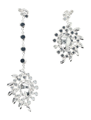 MAGDA BUTRYM Asymmetrical Crystal Scatter Drop Earrings - 12 cm & 6.5 cm