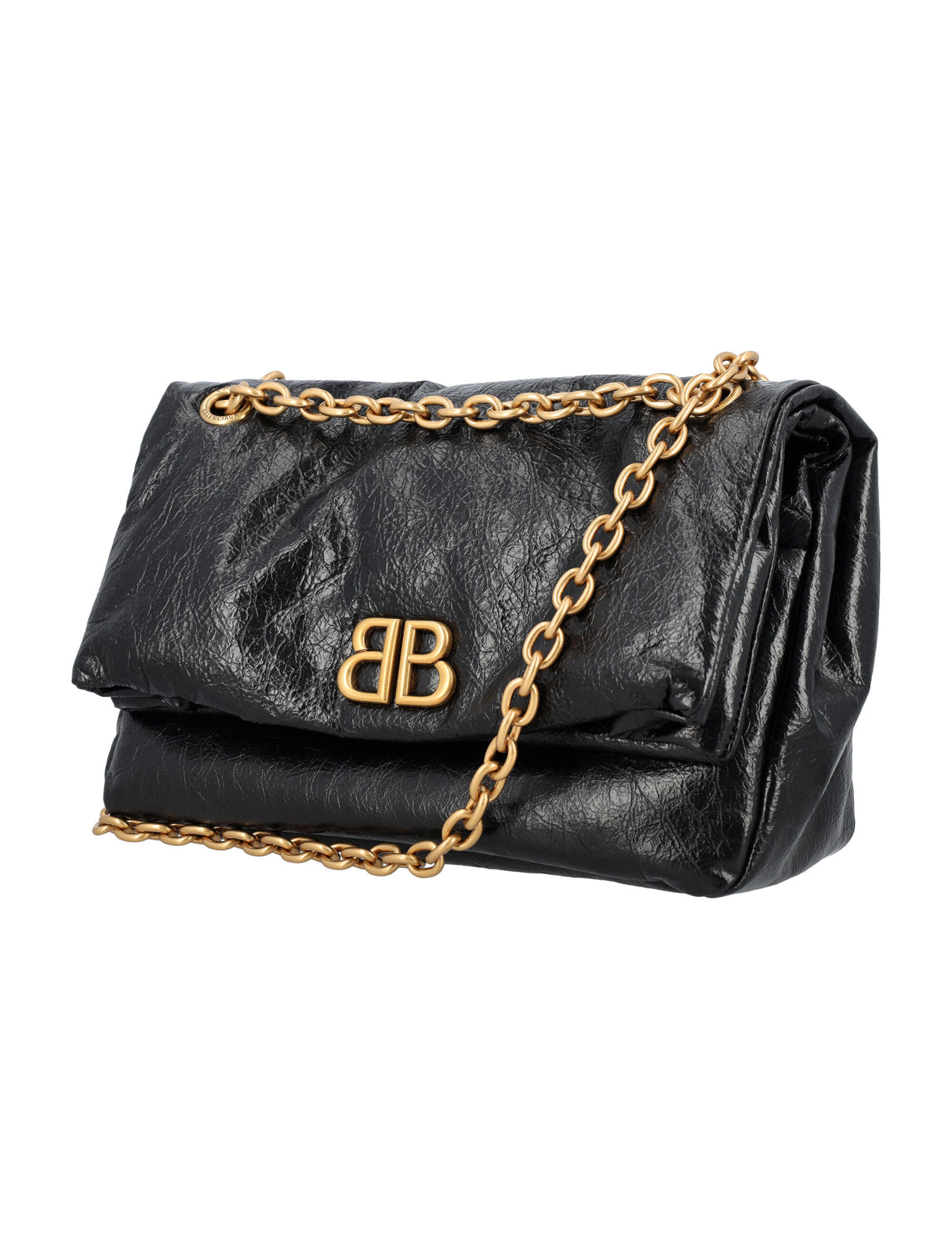 BALENCIAGA Monaco Mini Chain Handbag – Black Leather