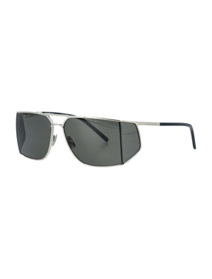 SAINT LAURENT Aviator Wrap-Around Silver Sunglasses