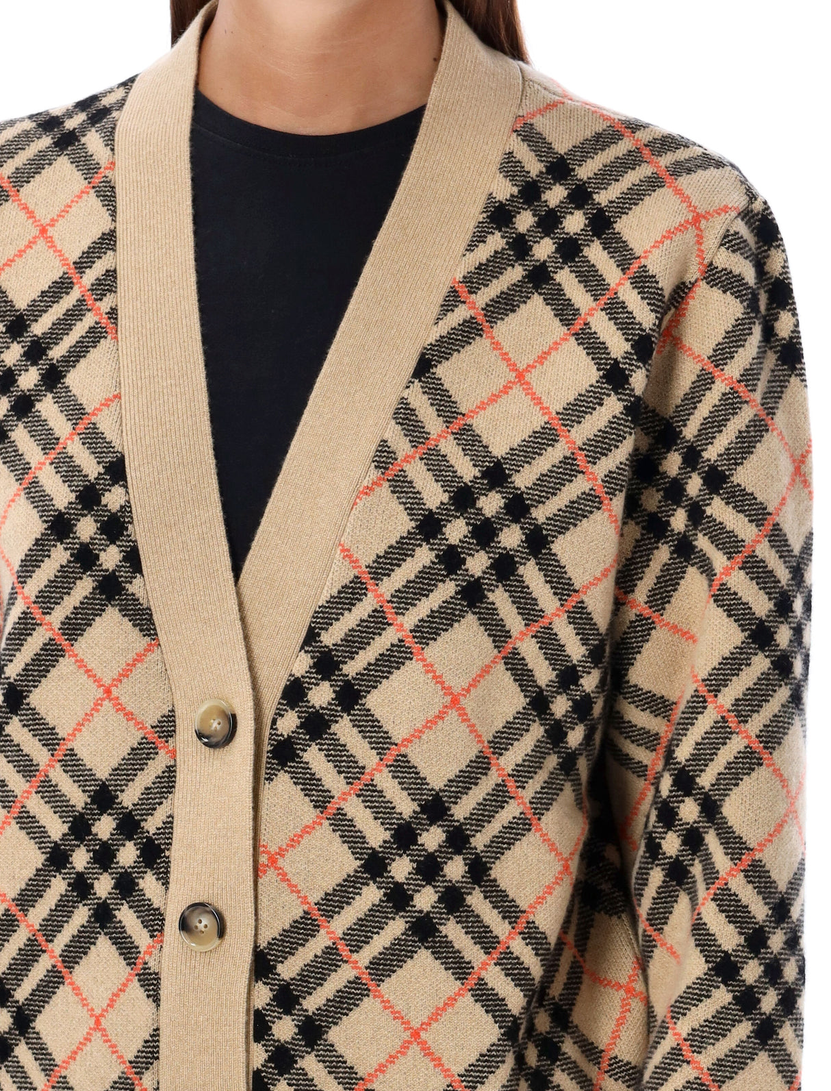 BURBERRY Classic Check Cashmere Cardigan - Regular Fit, Size S