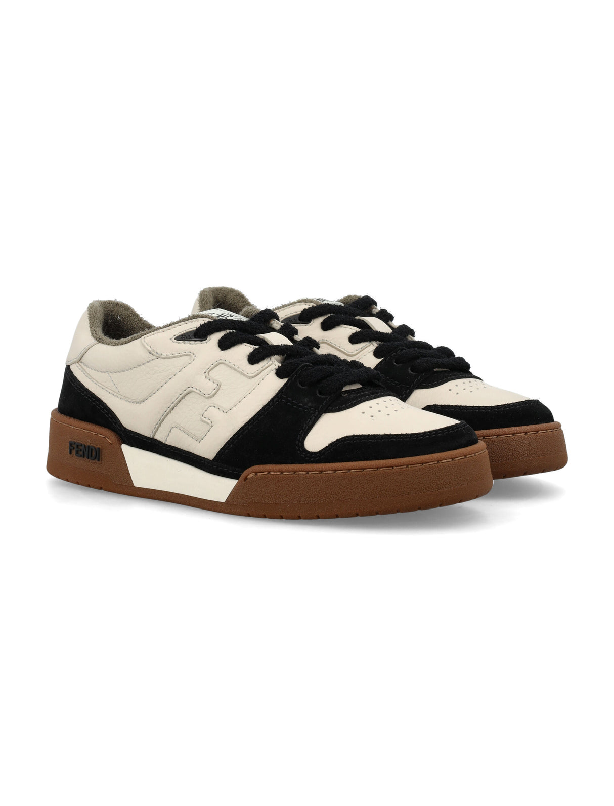 FENDI Retro Chic Leather and Suede Sneakers