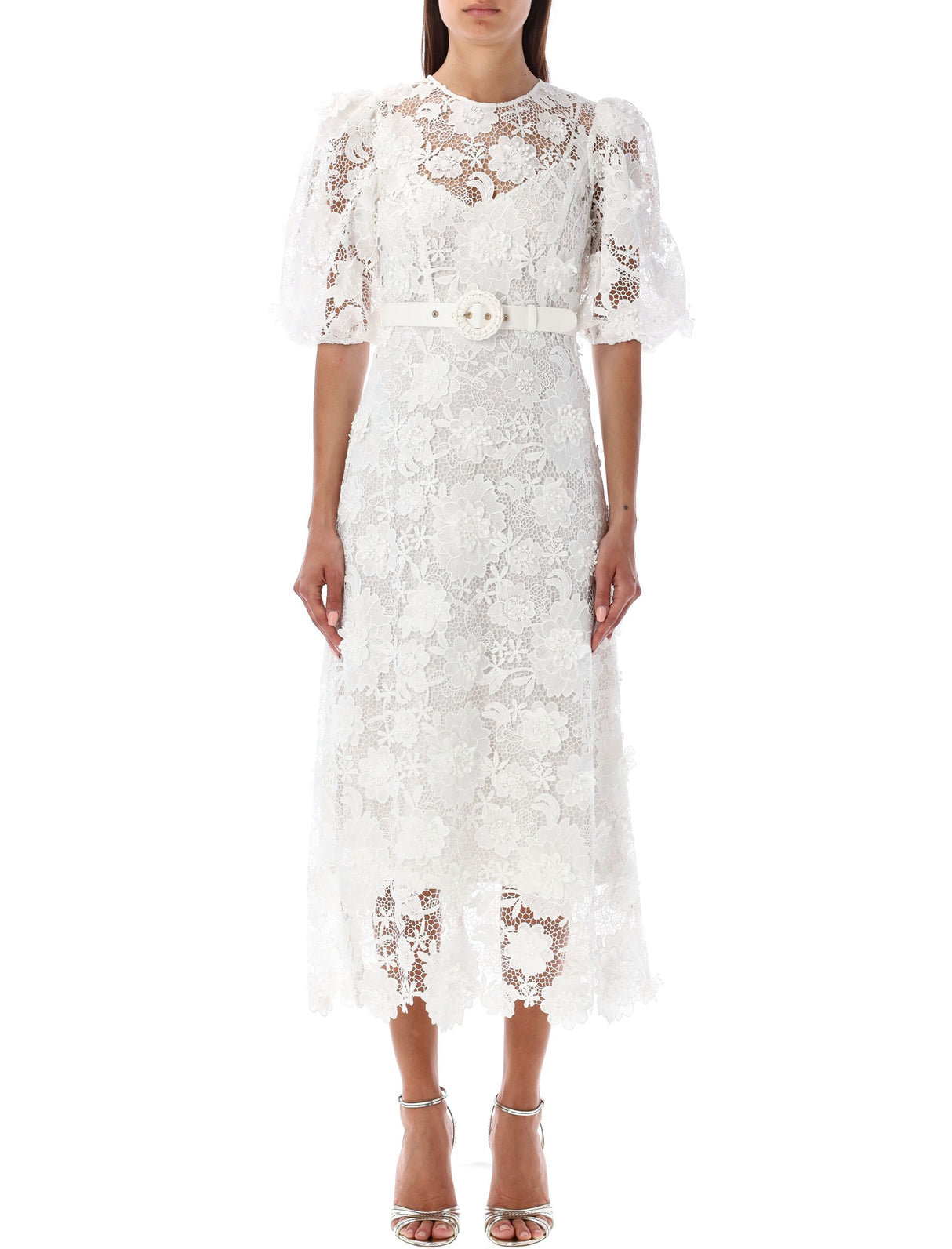 ZIMMERMANN Ivory Lace Flower Wedding Dress for Women