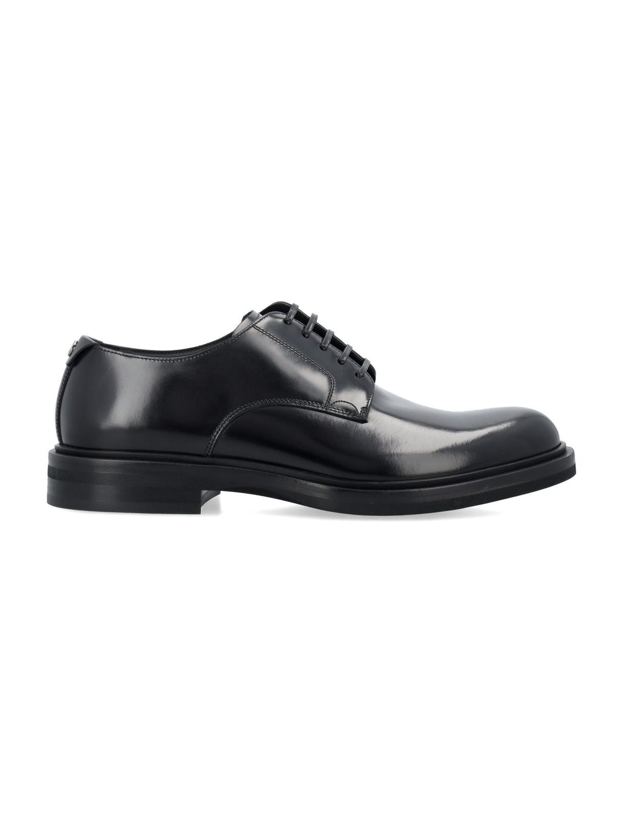 DOLCE & GABBANA Elegant Black Leather Derby Dress Shoes for Men